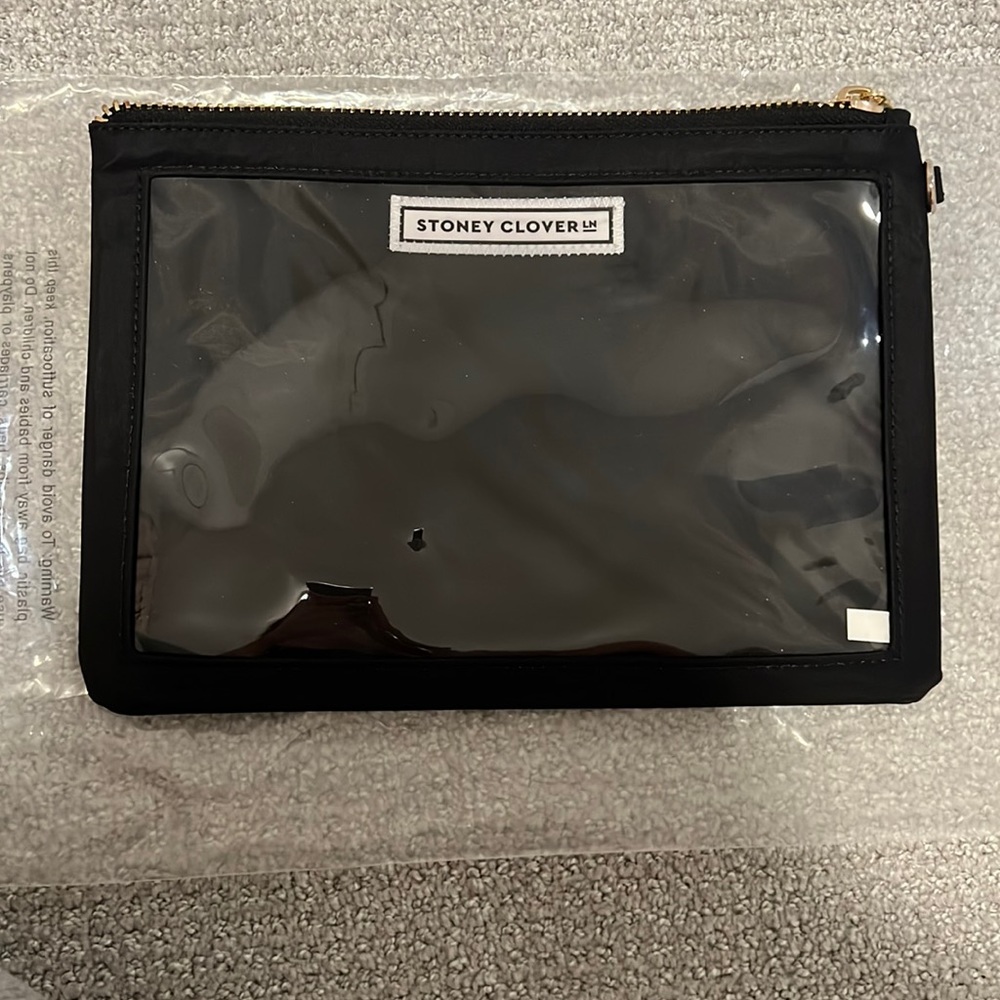 NWOT Stoney Clover black pouch w clear front